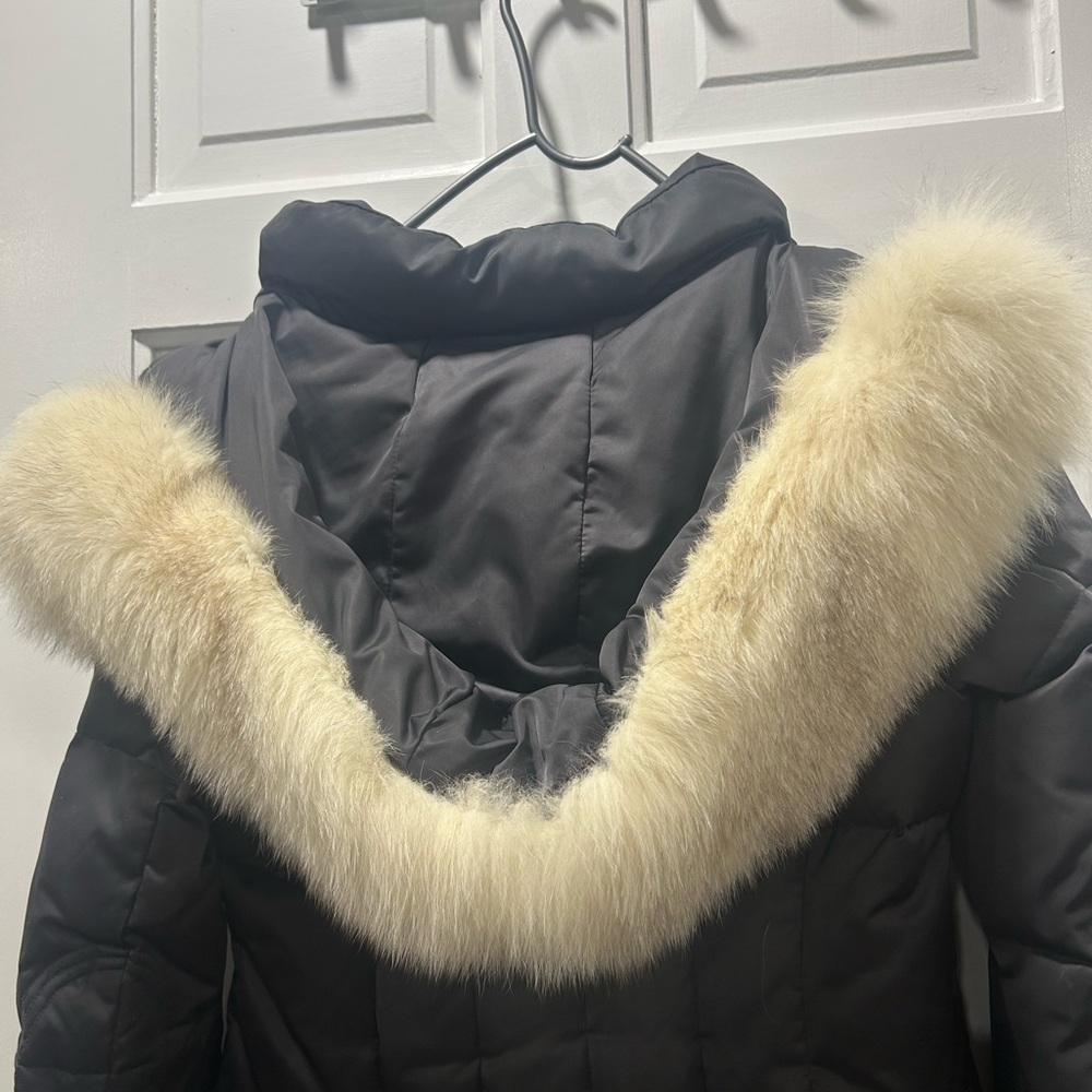 Madison Charcoal Puffer Coat with Faux Fur Trim - Picture 9 of 12